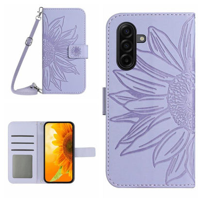 Skin Feel Sun Flower Embossed Flip Leather Phone Case with Lanyard, For Galaxy S26 FE 5G, For Samsung Galaxy S25 FE 5G