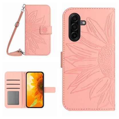 Skin Feel Sun Flower Embossed Flip Leather Phone Case with Lanyard, For Galaxy S26 FE 5G, For Samsung Galaxy S25 FE 5G