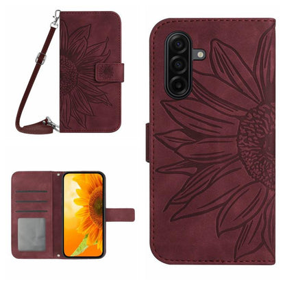 Skin Feel Sun Flower Embossed Flip Leather Phone Case with Lanyard, For Galaxy S26 FE 5G, For Samsung Galaxy S25 FE 5G