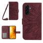 Skin Feel Sun Flower Embossed Flip Leather Phone Case with Lanyard, For Galaxy S26 FE 5G, For Samsung Galaxy S25 FE 5G