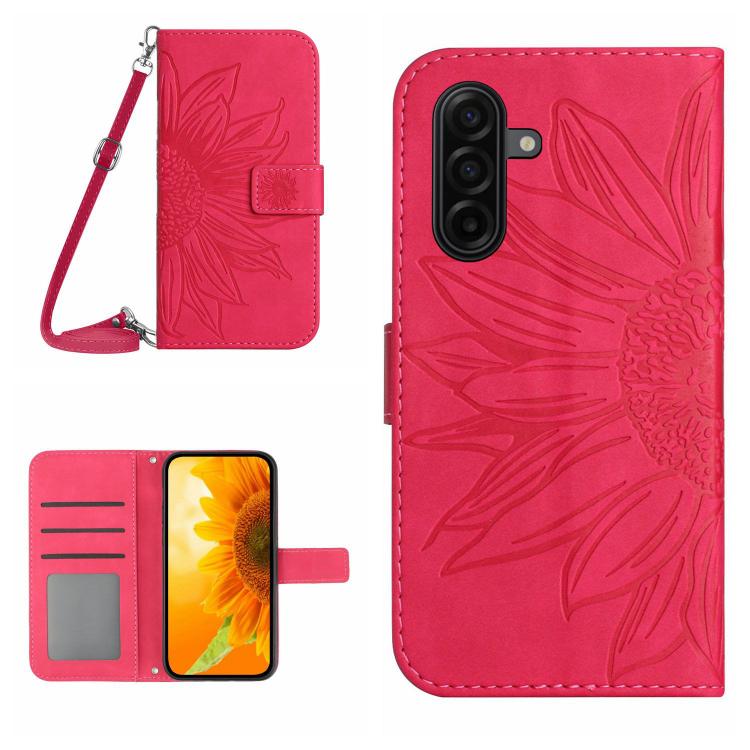 Skin Feel Sun Flower Embossed Flip Leather Phone Case with Lanyard, For Galaxy S26 FE 5G, For Samsung Galaxy S25 FE 5G