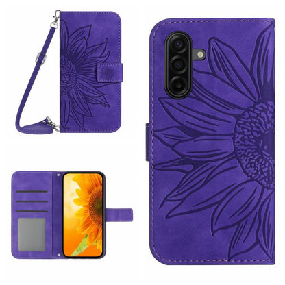 Skin Feel Sun Flower Embossed Flip Leather Phone Case with Lanyard, For Galaxy S26 FE 5G, For Samsung Galaxy S25 FE 5G