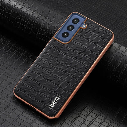 AZNS Electroplated Frame Crocodile Texture Full Coverage Phone Case, For Samsung Galaxy S21 FE 5G