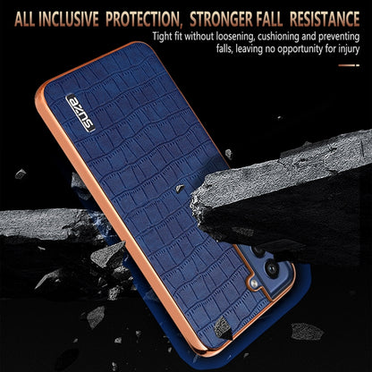 AZNS Electroplated Frame Crocodile Texture Full Coverage Phone Case, For Samsung Galaxy S21 FE 5G