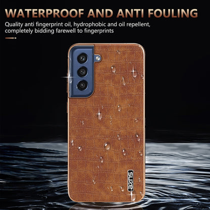 AZNS Electroplated Frame Crocodile Texture Full Coverage Phone Case, For Samsung Galaxy S21 FE 5G
