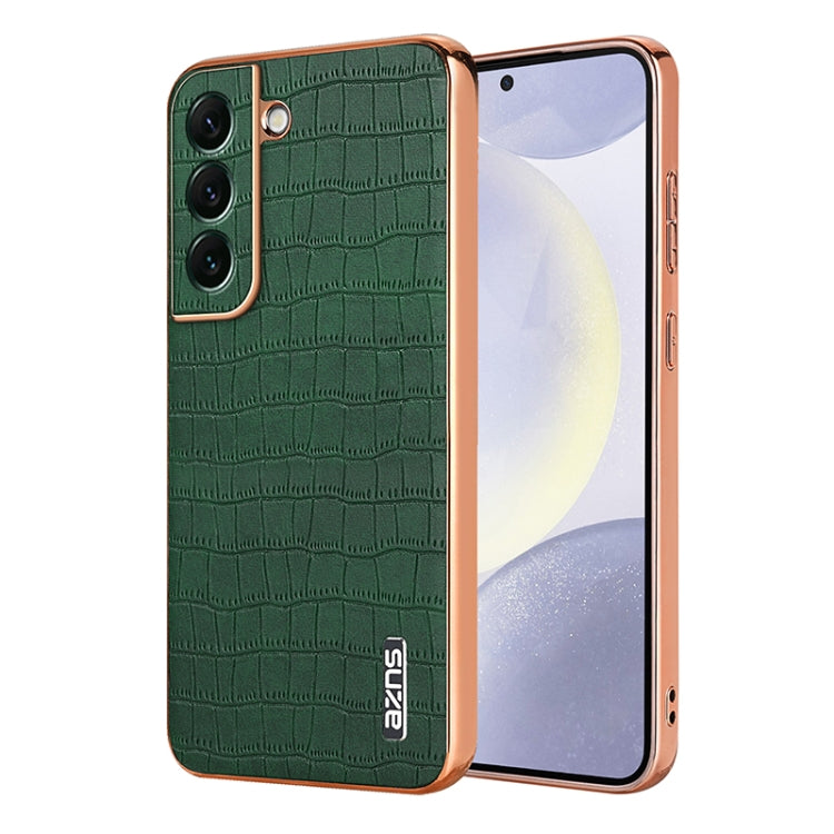 AZNS Electroplated Frame Crocodile Texture Full Coverage Phone Case, For Samsung Galaxy S23+ 5G, For Samsung Galaxy S23 5G, For Samsung Galaxy S22+ 5G, For Samsung Galaxy S22 5G