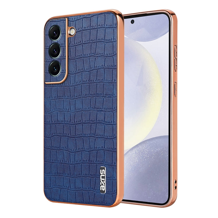 AZNS Electroplated Frame Crocodile Texture Full Coverage Phone Case, For Samsung Galaxy S23+ 5G, For Samsung Galaxy S23 5G, For Samsung Galaxy S22+ 5G, For Samsung Galaxy S22 5G
