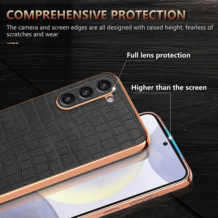 AZNS Electroplated Frame Crocodile Texture Full Coverage Phone Case