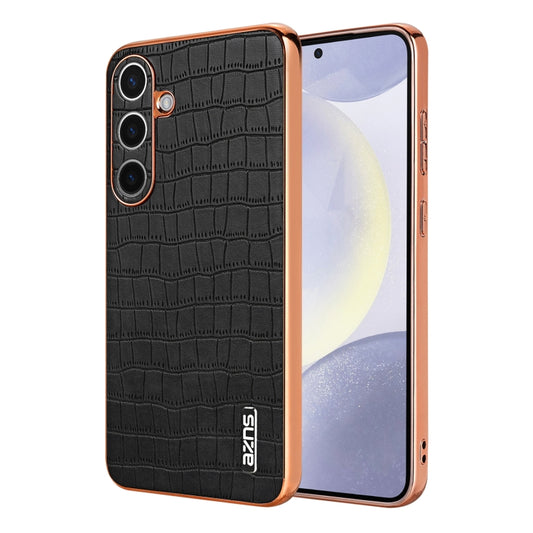 AZNS Electroplated Frame Crocodile Texture Full Coverage Phone Case, For Samsung Galaxy S25 5G, For Samsung Galaxy S25+ 5G, For Samsung Galaxy S25 Ultra 5G, For Samsung Galaxy S23+ 5G