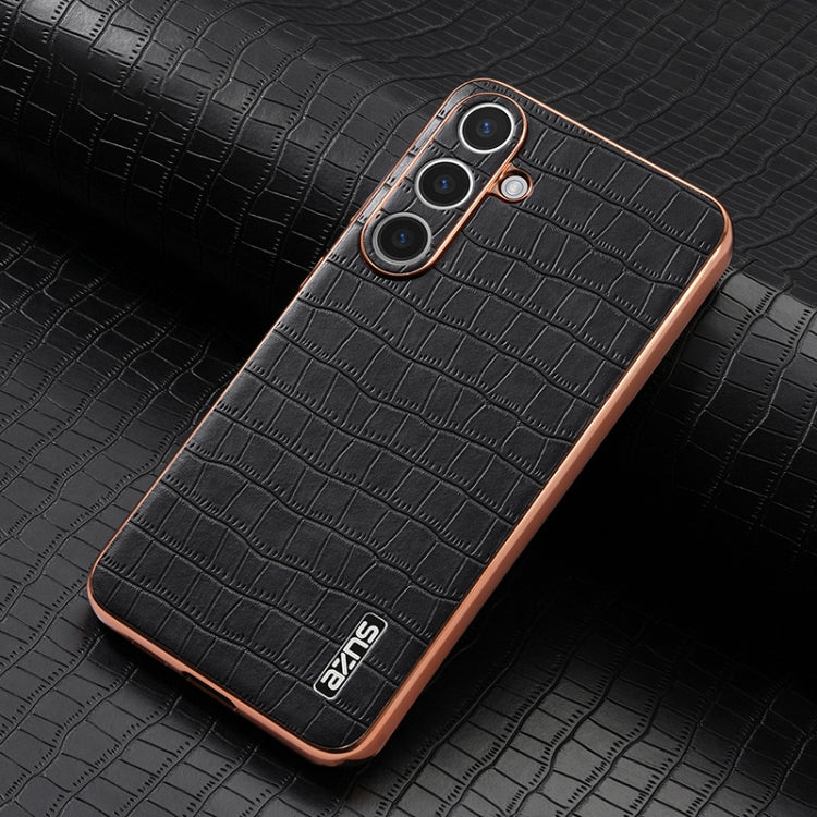 AZNS Electroplated Frame Crocodile Texture Full Coverage Phone Case, For Samsung Galaxy S25 5G, For Samsung Galaxy S25+ 5G, For Samsung Galaxy S25 Ultra 5G, For Samsung Galaxy S23+ 5G
