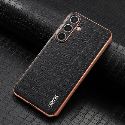 AZNS Electroplated Frame Crocodile Texture Full Coverage Phone Case, For Samsung Galaxy S25 5G, For Samsung Galaxy S25+ 5G, For Samsung Galaxy S25 Ultra 5G, For Samsung Galaxy S23+ 5G