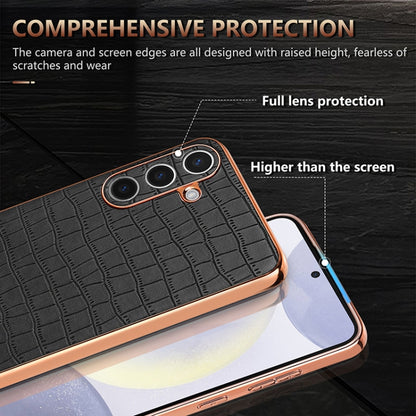 AZNS Electroplated Frame Crocodile Texture Full Coverage Phone Case, For Samsung Galaxy S25 5G, For Samsung Galaxy S25+ 5G, For Samsung Galaxy S25 Ultra 5G, For Samsung Galaxy S23+ 5G
