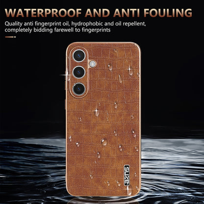 AZNS Electroplated Frame Crocodile Texture Full Coverage Phone Case, For Samsung Galaxy S25 5G, For Samsung Galaxy S25+ 5G, For Samsung Galaxy S25 Ultra 5G, For Samsung Galaxy S23+ 5G