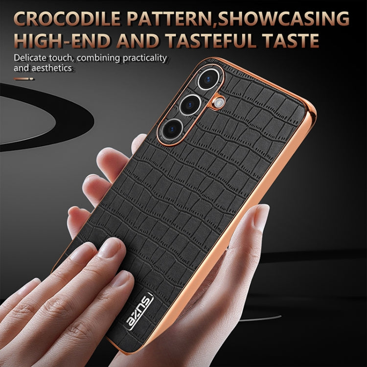 AZNS Electroplated Frame Crocodile Texture Full Coverage Phone Case, For Samsung Galaxy S25 5G, For Samsung Galaxy S25+ 5G, For Samsung Galaxy S25 Ultra 5G, For Samsung Galaxy S23+ 5G
