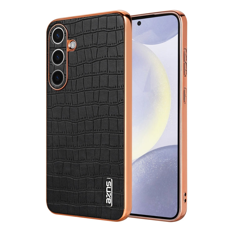 AZNS Electroplated Frame Crocodile Texture Full Coverage Phone Case, For Samsung Galaxy S25 5G, For Samsung Galaxy S25+ 5G, For Samsung Galaxy S25 Ultra 5G, For Samsung Galaxy S23+ 5G