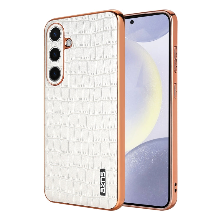 AZNS Electroplated Frame Crocodile Texture Full Coverage Phone Case, For Samsung Galaxy S25 5G, For Samsung Galaxy S25+ 5G, For Samsung Galaxy S25 Ultra 5G, For Samsung Galaxy S23+ 5G