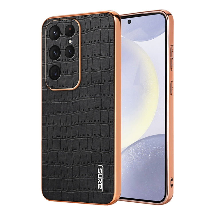 AZNS Electroplated Frame Crocodile Texture Full Coverage Phone Case, For Samsung Galaxy S25 5G, For Samsung Galaxy S25+ 5G, For Samsung Galaxy S25 Ultra 5G, For Samsung Galaxy S23+ 5G