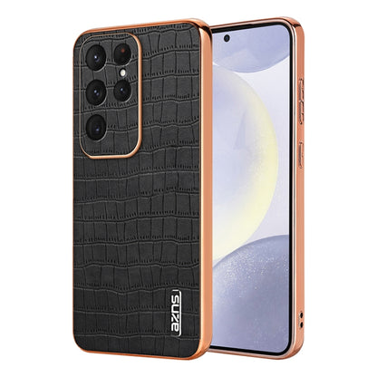 AZNS Electroplated Frame Crocodile Texture Full Coverage Phone Case, For Samsung Galaxy S25 5G, For Samsung Galaxy S25+ 5G, For Samsung Galaxy S25 Ultra 5G, For Samsung Galaxy S23+ 5G