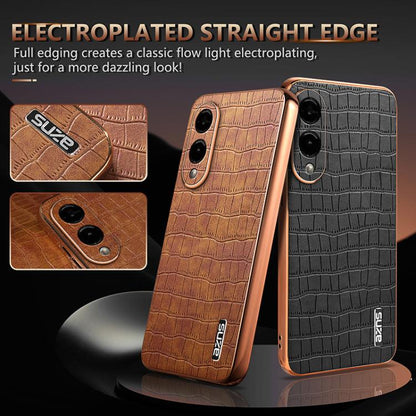 AZNS Electroplated Frame Crocodile Texture Full Coverage Phone Case