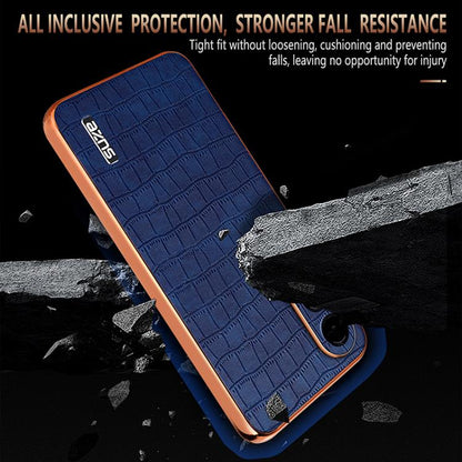 AZNS Electroplated Frame Crocodile Texture Full Coverage Phone Case