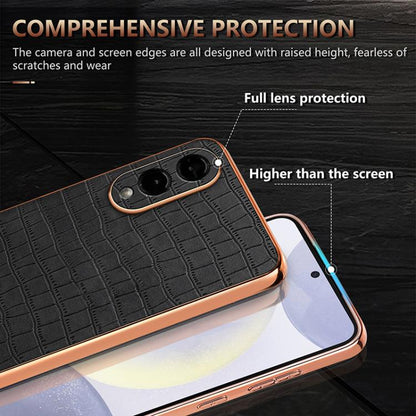AZNS Electroplated Frame Crocodile Texture Full Coverage Phone Case