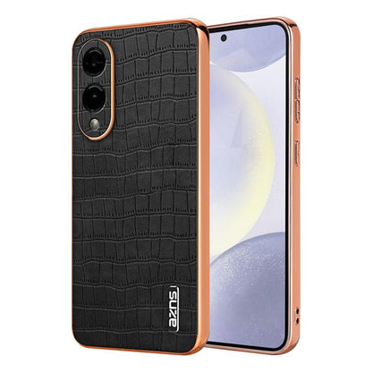 AZNS Electroplated Frame Crocodile Texture Full Coverage Phone Case, For Samsung Galaxy S26+ 5G, For Samsung Galaxy S26 Ultra 5G, For Samsung Galaxy S26 5G, For Samsung Galaxy S25 Edge 5G