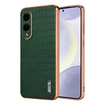 AZNS Electroplated Frame Crocodile Texture Full Coverage Phone Case, For Samsung Galaxy S25 Edge 5G, For Samsung Galaxy S25 5G, For Samsung Galaxy S25+ 5G, For Samsung Galaxy S25 Ultra 5G