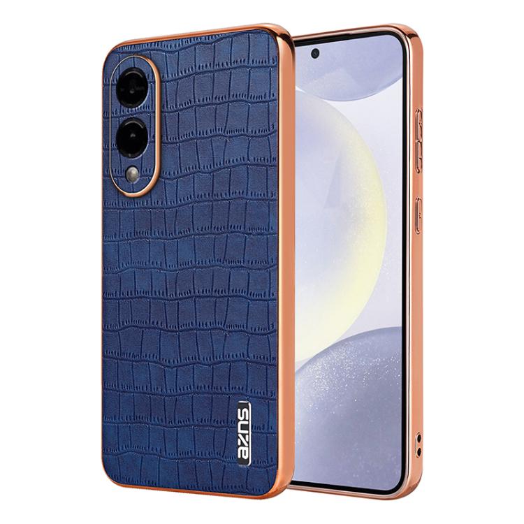 AZNS Electroplated Frame Crocodile Texture Full Coverage Phone Case, For Samsung Galaxy S25 Edge 5G, For Samsung Galaxy S25 5G, For Samsung Galaxy S25+ 5G, For Samsung Galaxy S25 Ultra 5G