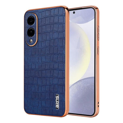 AZNS Electroplated Frame Crocodile Texture Full Coverage Phone Case, For Samsung Galaxy S25 Edge 5G, For Samsung Galaxy S25 5G, For Samsung Galaxy S25+ 5G, For Samsung Galaxy S25 Ultra 5G
