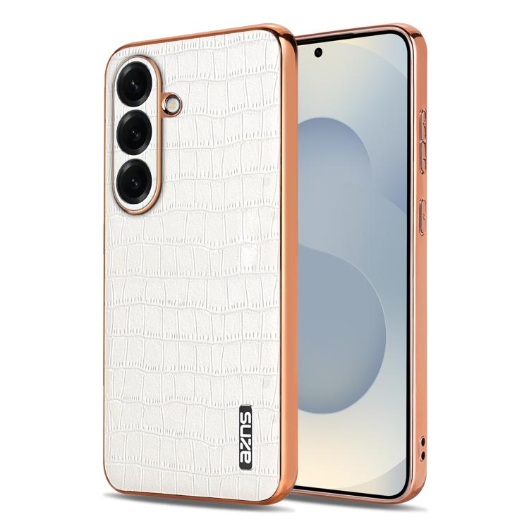 AZNS Electroplated Frame Crocodile Texture Full Coverage Phone Case, For Samsung Galaxy S26+ 5G, For Samsung Galaxy S26 Ultra 5G, For Samsung Galaxy S26 5G, For Samsung Galaxy S25 Edge 5G