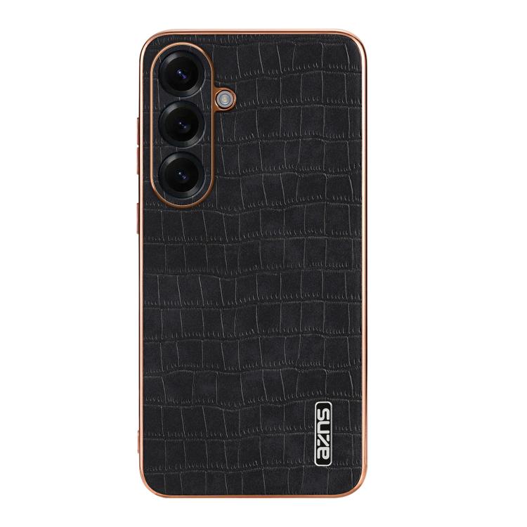 AZNS Electroplated Frame Crocodile Texture Full Coverage Phone Case, For Samsung Galaxy S26+ 5G, For Samsung Galaxy S26 Ultra 5G, For Samsung Galaxy S26 5G, For Samsung Galaxy S25 Edge 5G