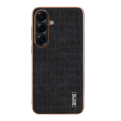 AZNS Electroplated Frame Crocodile Texture Full Coverage Phone Case, For Samsung Galaxy S26+ 5G, For Samsung Galaxy S26 Ultra 5G, For Samsung Galaxy S26 5G, For Samsung Galaxy S25 Edge 5G