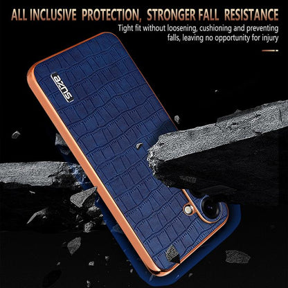 AZNS Electroplated Frame Crocodile Texture Full Coverage Phone Case, For Samsung Galaxy S26+ 5G, For Samsung Galaxy S26 Ultra 5G, For Samsung Galaxy S26 5G, For Samsung Galaxy S25 Edge 5G
