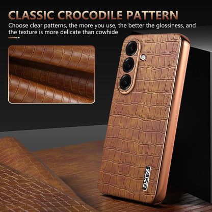 AZNS Electroplated Frame Crocodile Texture Full Coverage Phone Case, For Samsung Galaxy S26+ 5G, For Samsung Galaxy S26 Ultra 5G, For Samsung Galaxy S26 5G, For Samsung Galaxy S25 Edge 5G