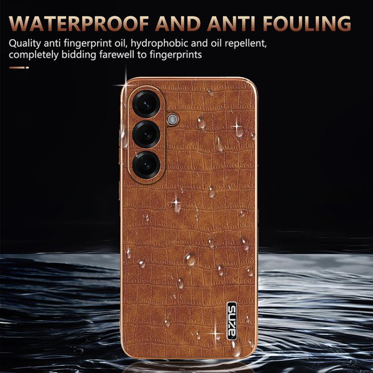 AZNS Electroplated Frame Crocodile Texture Full Coverage Phone Case, For Samsung Galaxy S26+ 5G, For Samsung Galaxy S26 Ultra 5G, For Samsung Galaxy S26 5G, For Samsung Galaxy S25 Edge 5G