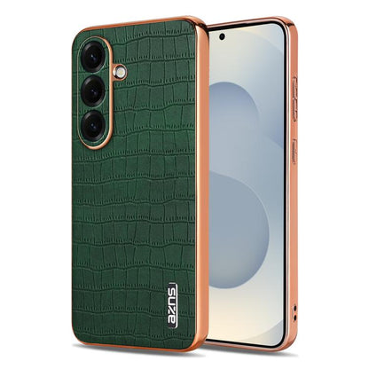 AZNS Electroplated Frame Crocodile Texture Full Coverage Phone Case, For Samsung Galaxy S26+ 5G, For Samsung Galaxy S26 Ultra 5G, For Samsung Galaxy S26 5G, For Samsung Galaxy S25 Edge 5G