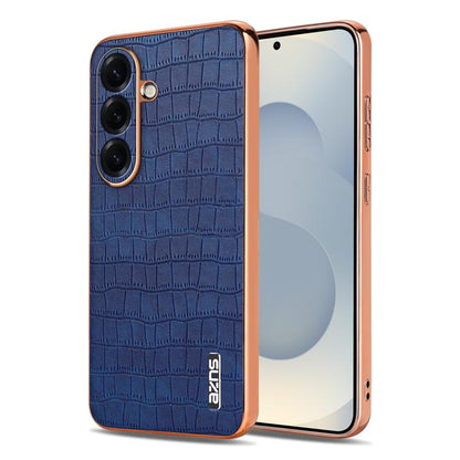 AZNS Electroplated Frame Crocodile Texture Full Coverage Phone Case, For Samsung Galaxy S26+ 5G, For Samsung Galaxy S26 Ultra 5G, For Samsung Galaxy S26 5G, For Samsung Galaxy S25 Edge 5G
