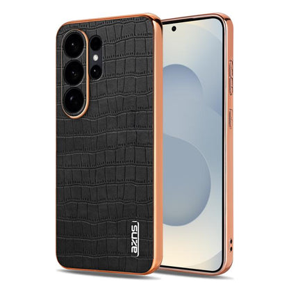 AZNS Electroplated Frame Crocodile Texture Full Coverage Phone Case, For Samsung Galaxy S26+ 5G, For Samsung Galaxy S26 Ultra 5G, For Samsung Galaxy S26 5G, For Samsung Galaxy S25 Edge 5G