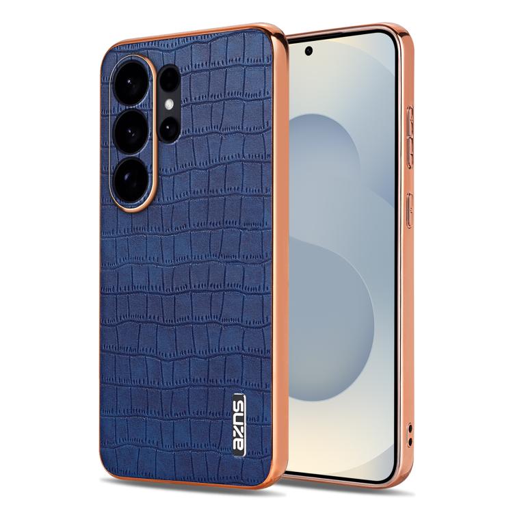 AZNS Electroplated Frame Crocodile Texture Full Coverage Phone Case, For Samsung Galaxy S26+ 5G, For Samsung Galaxy S26 Ultra 5G, For Samsung Galaxy S26 5G, For Samsung Galaxy S25 Edge 5G