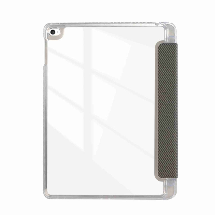 Carbon Fiber Clear Acrylic 3-Fold Leather Tablet Case