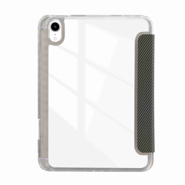 Carbon Fiber Clear Acrylic 3-Fold Leather Tablet Case, For iPad 10th Gen 10.9 2022, For iPad mini 2024 / mini 6, For iPad Air / Air 2 / 9.7 2017 / 2018