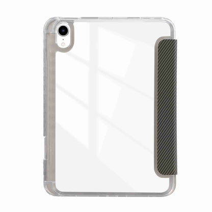 Carbon Fiber Clear Acrylic 3-Fold Leather Tablet Case, For iPad 10th Gen 10.9 2022, For iPad mini 2024 / mini 6, For iPad Air / Air 2 / 9.7 2017 / 2018