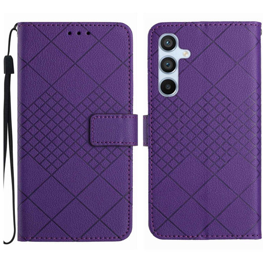 Rhombic Grid Texture Leather Phone Case, For Samsung Galaxy S25+ 5G, For Samsung Galaxy S25 Ultra 5G, For Samsung Galaxy S24 FE
