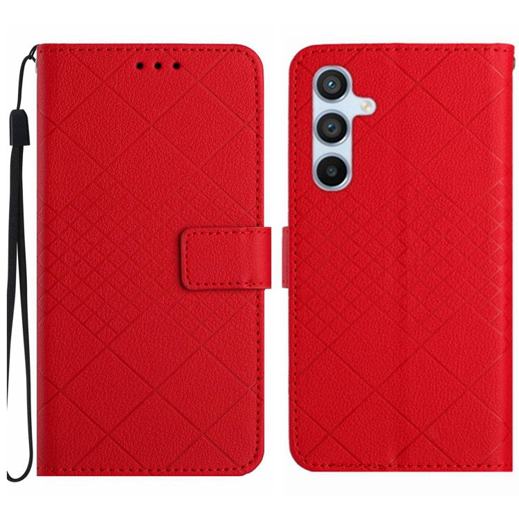 Rhombic Grid Texture Leather Phone Case, For Samsung Galaxy S25+ 5G, For Samsung Galaxy S25 Ultra 5G, For Samsung Galaxy S24 FE