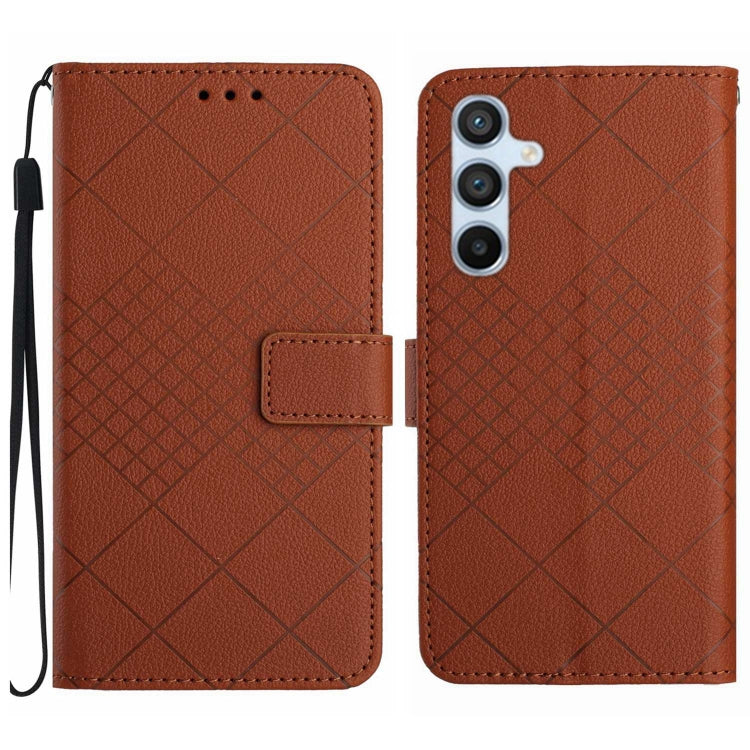 Rhombic Grid Texture Leather Phone Case, For Samsung Galaxy S25+ 5G, For Samsung Galaxy S25 Ultra 5G, For Samsung Galaxy S24 FE