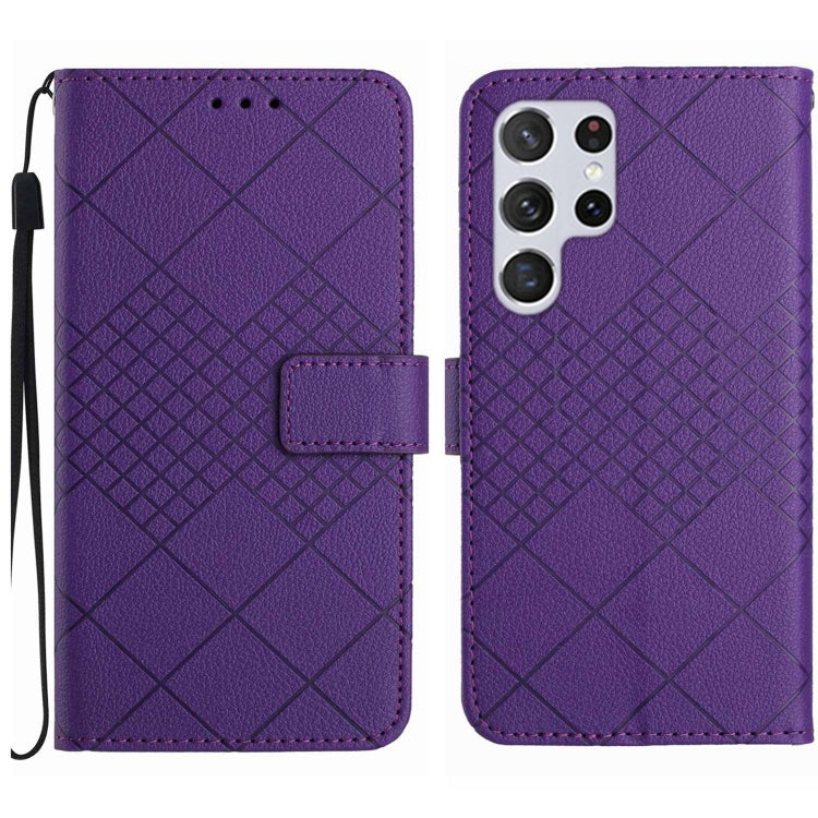 Rhombic Grid Texture Leather Phone Case, For Samsung Galaxy S25+ 5G, For Samsung Galaxy S25 Ultra 5G, For Samsung Galaxy S24 FE