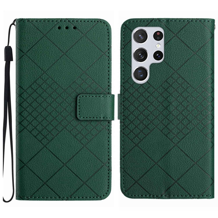 Rhombic Grid Texture Leather Phone Case, For Samsung Galaxy S25+ 5G, For Samsung Galaxy S25 Ultra 5G, For Samsung Galaxy S24 FE