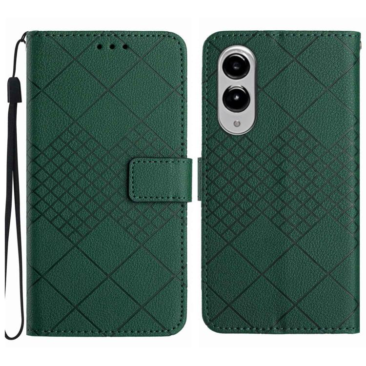 Rhombic Grid Texture Leather Phone Case