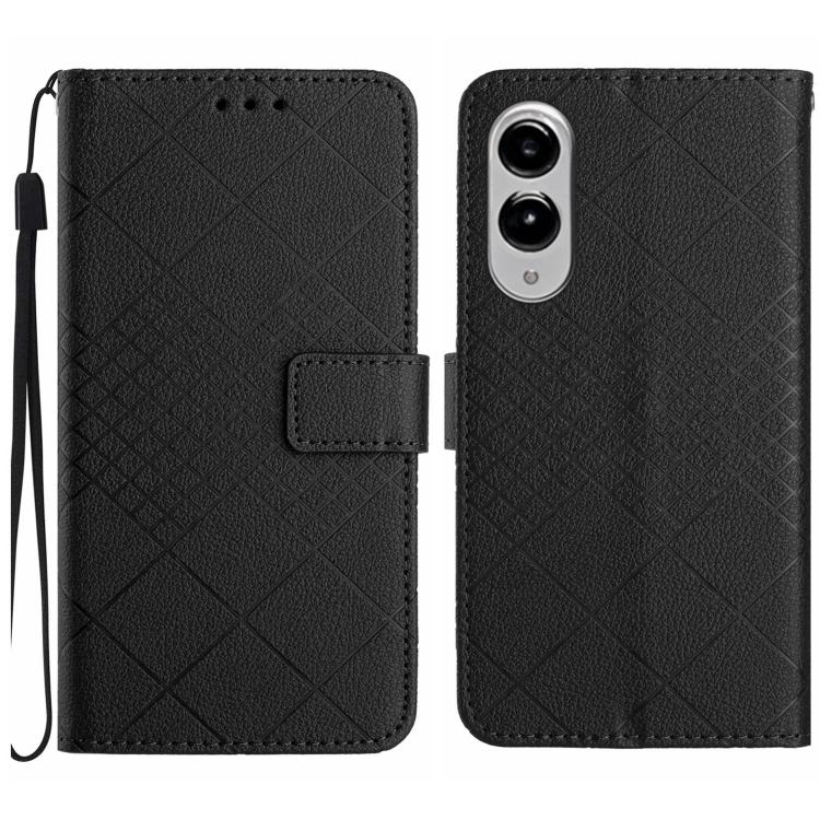 Rhombic Grid Texture Leather Phone Case