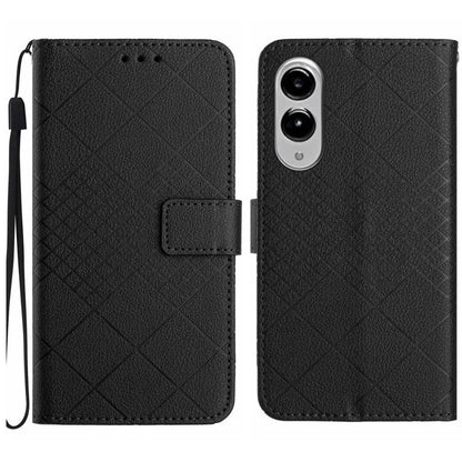 Rhombic Grid Texture Leather Phone Case